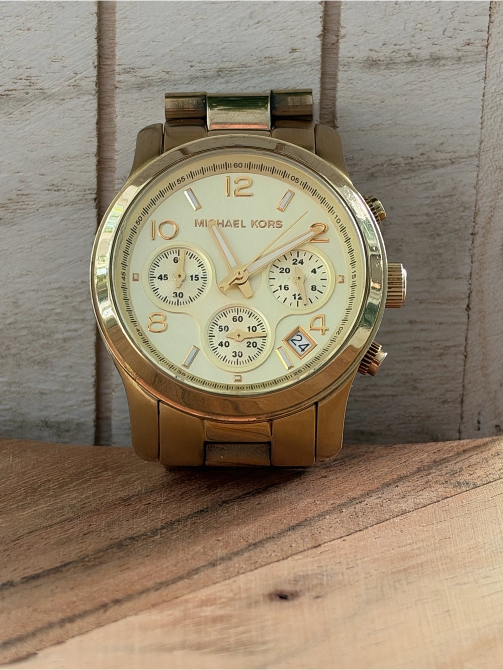 Michael Kors Gold-Tone Runway Chronograph Watch